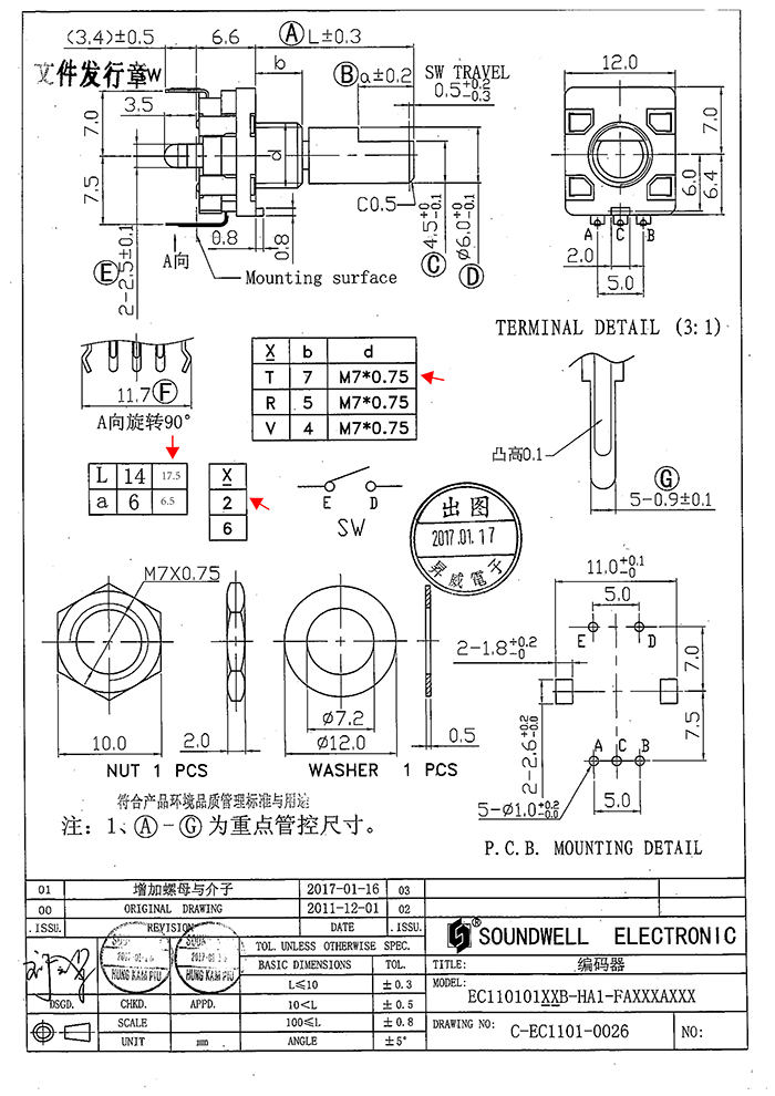 ec11旋转编码器编码开关