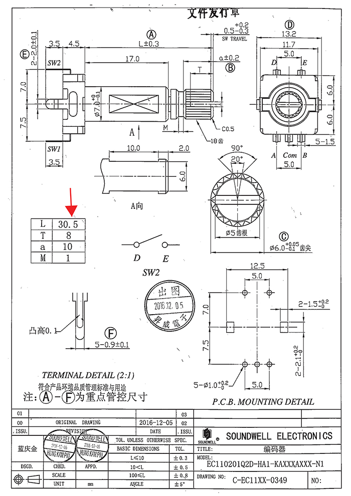 ec11s带开关编码器规格书