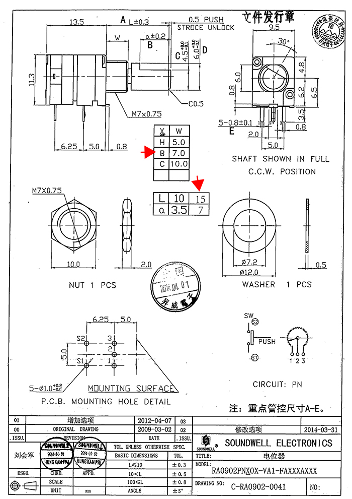 RA09电位器开关规格书
