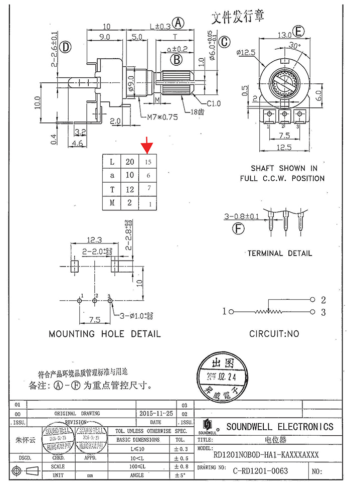 RD12可调电位器规格书